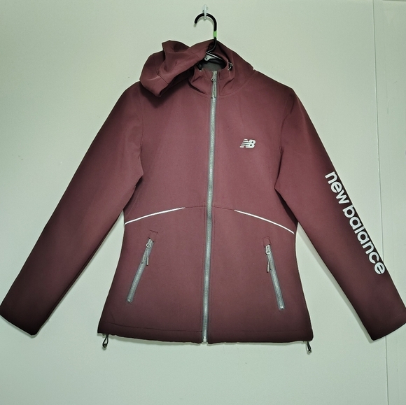 New Balance women's hooded sweatshirt jacket, size S, fleece full zip burgundy. - Picture 3 of 14